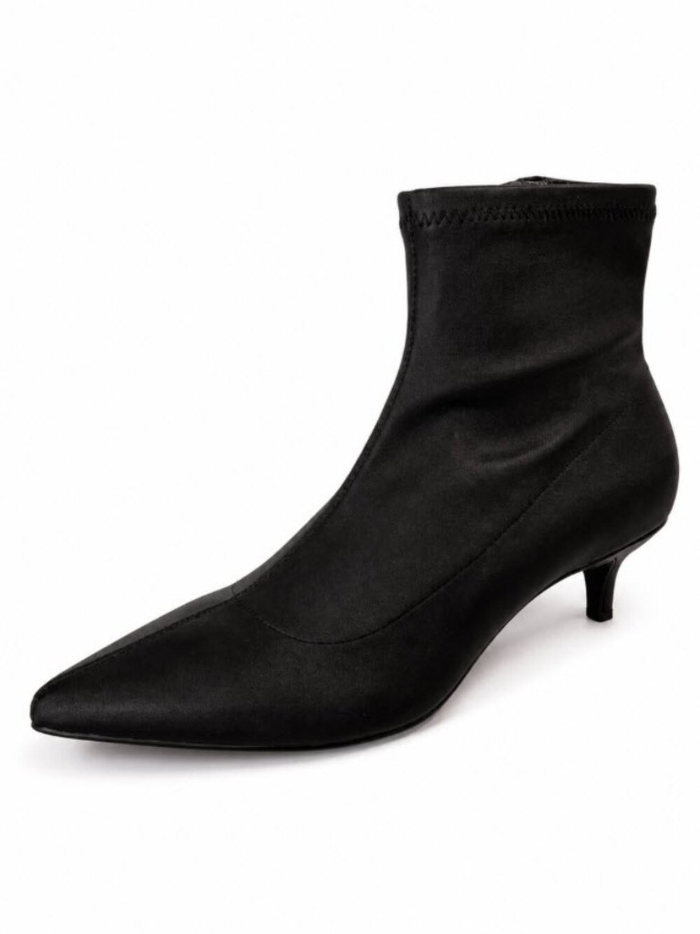 ZARA Black Sock Ankle Boots Kitten Heel Pointed Toe Size 37